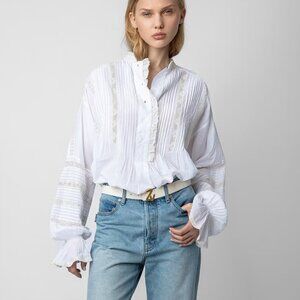 NWT $598 Zadig & Voltaire Tritelia Tomboy Blouse Shirt - Judo SIZE XS